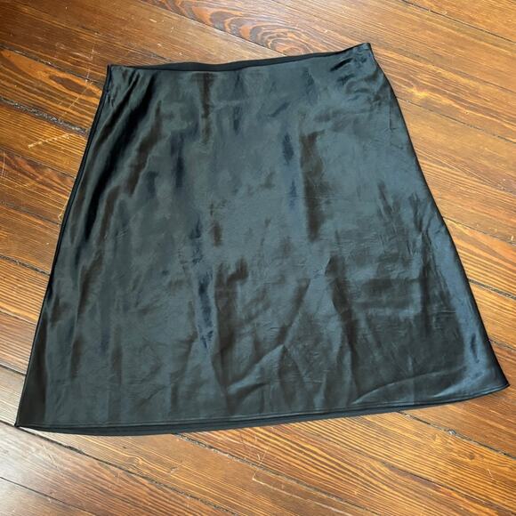 Copied - Babaton Black Slip Satin A-line Skirt - Picture 1 of 4